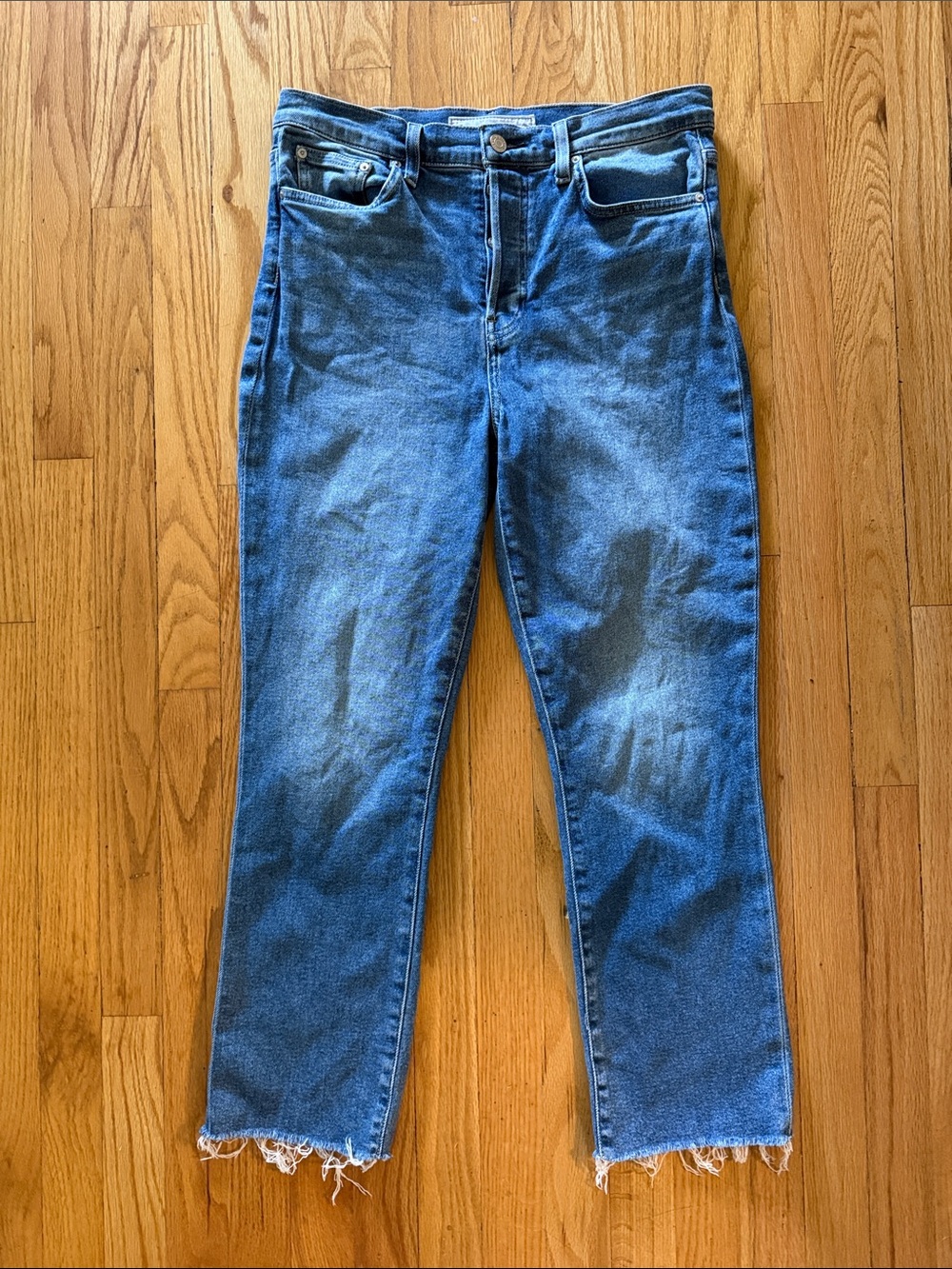 Frank & Eileen sz 30 Blue Cork Jean button fly Straight 26” inseam raw edge